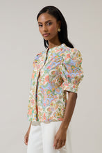 Load image into Gallery viewer, NEWEST ARRIVAL Cream Summer Floral Drape Sleeve Button Down Top
