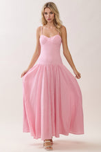 Load image into Gallery viewer, NEWEST ARRIVAL *PREORDER 3/26* Pink Striped Long Waisted Maxi Dress
