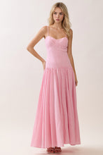 Load image into Gallery viewer, NEWEST ARRIVAL *PREORDER 3/26* Pink Striped Long Waisted Maxi Dress
