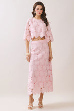 Load image into Gallery viewer, NEWEST ARRIVAL Pink Lace Midi Skirt Set
