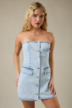 Load image into Gallery viewer, NEWEST ARRIVAL Light Denim Strapless Mini Dress
