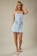 Load image into Gallery viewer, NEWEST ARRIVAL Light Denim Strapless Mini Dress

