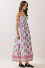 Load image into Gallery viewer, NEWEST ARRIVAL Baby Blue Floral Gathered Waist Maxi Dress
