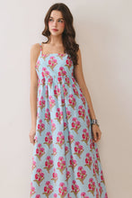 Load image into Gallery viewer, NEWEST ARRIVAL Baby Blue Floral Gathered Waist Maxi Dress
