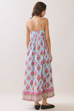 Load image into Gallery viewer, NEWEST ARRIVAL Baby Blue Floral Gathered Waist Maxi Dress
