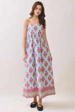 Load image into Gallery viewer, NEWEST ARRIVAL Baby Blue Floral Gathered Waist Maxi Dress
