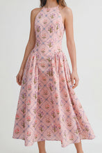 Load image into Gallery viewer, NEWEST ARRIVAL Pink Floral Halter Midi Dress

