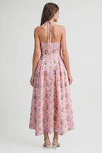 Load image into Gallery viewer, NEWEST ARRIVAL Pink Floral Halter Midi Dress
