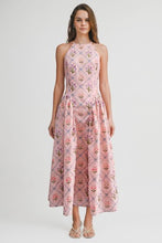 Load image into Gallery viewer, NEWEST ARRIVAL Pink Floral Halter Midi Dress
