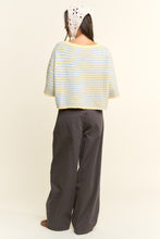 Load image into Gallery viewer, NEWEST ARRIVAL Blue/Yellow Striped Cropped Fuzzy Boxy Cardigan
