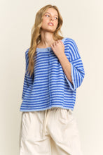 Load image into Gallery viewer, NEWEST ARRIVAL *RESTOCKED* Blue Striped Cropped Fuzzy Boxy Cardigan
