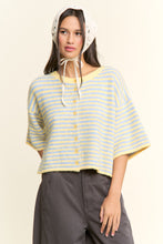 Load image into Gallery viewer, NEWEST ARRIVAL Blue/Yellow Striped Cropped Fuzzy Boxy Cardigan

