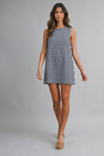 Load image into Gallery viewer, NEWEST ARRIVAL Navy Gingham Side Button Dress
