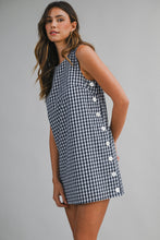 Load image into Gallery viewer, NEWEST ARRIVAL Navy Gingham Side Button Dress
