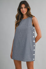 Load image into Gallery viewer, NEWEST ARRIVAL Navy Gingham Side Button Dress
