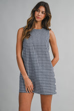 Load image into Gallery viewer, NEWEST ARRIVAL Navy Gingham Side Button Dress
