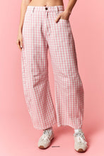 Load image into Gallery viewer, NEWEST ARRIVAL Baby Pink Gingham Barrel Jeans
