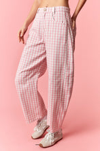 Load image into Gallery viewer, NEWEST ARRIVAL Baby Pink Gingham Barrel Jeans
