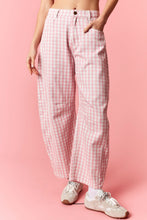 Load image into Gallery viewer, NEWEST ARRIVAL Baby Pink Gingham Barrel Jeans
