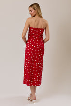Load image into Gallery viewer, NEWEST ARRIVAL Red Polka Dot Strapless Midi Dress
