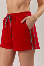 Load image into Gallery viewer, NEWEST ARRIVAL Red/Black Gingham Trim Sweatshorts
