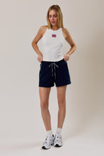 Load image into Gallery viewer, NEWEST ARRIVAL Navy/White Gingham Trim Sweatshorts
