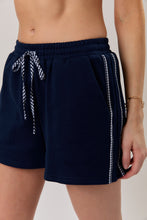 Load image into Gallery viewer, NEWEST ARRIVAL Navy/White Gingham Trim Sweatshorts
