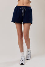 Load image into Gallery viewer, NEWEST ARRIVAL Navy/White Gingham Trim Sweatshorts
