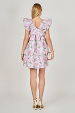 Load image into Gallery viewer, NEWEST ARRIVAL Pink Purple Floral Jacquard Bow Dress
