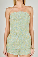 Load image into Gallery viewer, NEWEST ARRIVAL Sage Green Tweed Strapless Shorts Set
