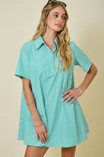 Load image into Gallery viewer, NEWEST ARRIVAL Green Striped Shirt Dress
