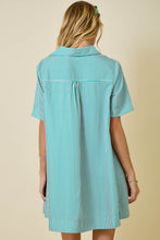 Load image into Gallery viewer, NEWEST ARRIVAL Green/Pink Striped Shirt Dress
