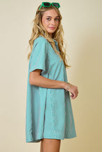 Load image into Gallery viewer, NEWEST ARRIVAL Green/Pink Striped Shirt Dress
