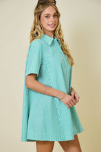 Load image into Gallery viewer, NEWEST ARRIVAL Green Striped Shirt Dress

