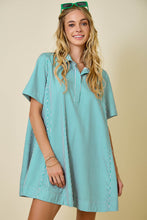 Load image into Gallery viewer, NEWEST ARRIVAL Green/Pink Striped Shirt Dress
