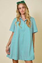 Load image into Gallery viewer, NEWEST ARRIVAL Green/Pink Striped Shirt Dress
