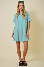 Load image into Gallery viewer, NEWEST ARRIVAL Green/Pink Striped Shirt Dress
