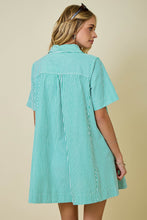 Load image into Gallery viewer, NEWEST ARRIVAL Green Striped Shirt Dress
