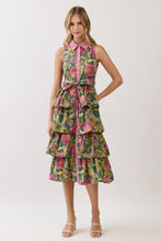 Load image into Gallery viewer, NEWEST ARRIVAL *PREORDER 7/29* Olive/Pink Button Down Layered Midi Dress
