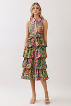 Load image into Gallery viewer, NEWEST ARRIVAL *PREORDER 7/29* Olive/Pink Button Down Layered Midi Dress
