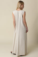 Load image into Gallery viewer, NEWEST ARRIVAL Natural Black Striped Linen Maxi Dress
