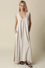 Load image into Gallery viewer, NEWEST ARRIVAL Natural Black Striped Linen Maxi Dress
