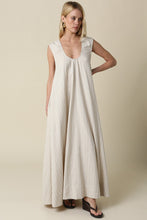 Load image into Gallery viewer, NEWEST ARRIVAL Natural Black Striped Linen Maxi Dress
