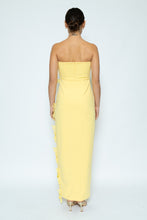Load image into Gallery viewer, NEWEST ARRIVAL *PREORDER 5/30* Yellow Floral Embroidered Leg Slit Maxi Dress
