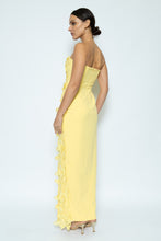 Load image into Gallery viewer, NEWEST ARRIVAL *PREORDER 5/30* Yellow Floral Embroidered Leg Slit Maxi Dress
