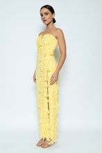 Load image into Gallery viewer, NEWEST ARRIVAL *PREORDER 5/30* Yellow Floral Embroidered Leg Slit Maxi Dress
