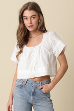 Load image into Gallery viewer, NEWEST ARRIVAL White Eyelet Cropped Blouse
