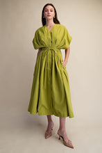 Load image into Gallery viewer, NEWEST ARRIVAL Chartreuse Green Dolman Sleeve Midi Dress
