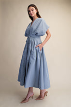 Load image into Gallery viewer, NEWEST ARRIVAL Dusty Fall Blue Dolman Sleeve Midi Dress
