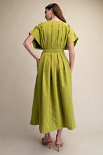 Load image into Gallery viewer, NEWEST ARRIVAL Chartreuse Green Dolman Sleeve Midi Dress

